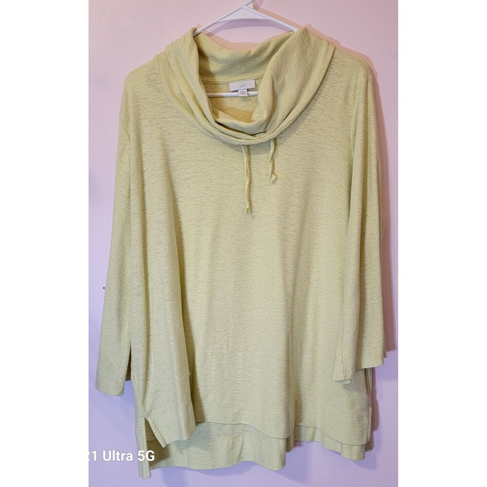 J Jill Cowl Neck Pullover Loose Knit Sweater Yellow Size 1X Drawstring